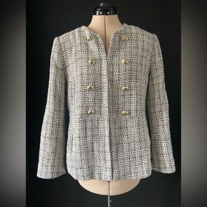 Zara tweed Elegant Tweed Jacket with Gold Accents size large